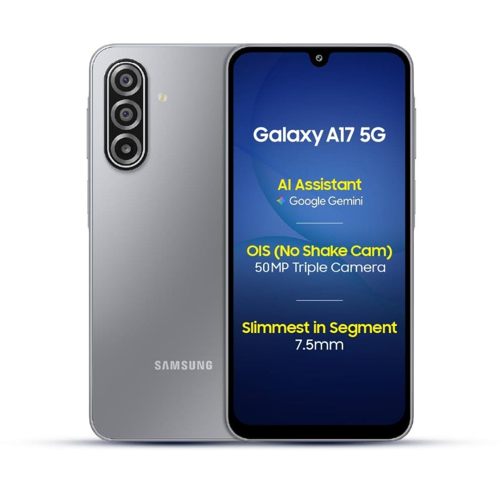 Samsung Galaxy A17 5G (Grey, 8GB RAM, 128GB Storage) 6x OS upgrades, Triple cameras, Gemini with HW Key