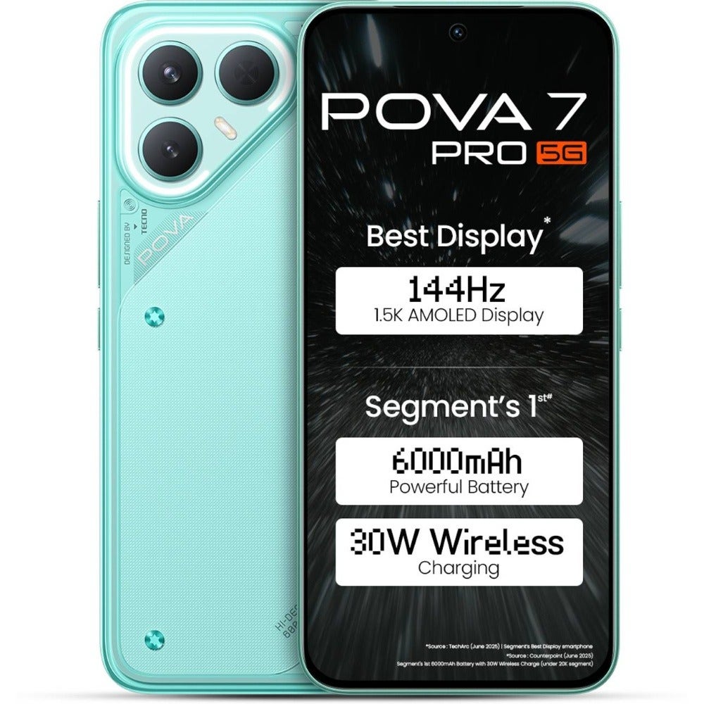 Tecno Pova 7 Pro 5G (8GB RAM/256GB Storage) Neon Cyan