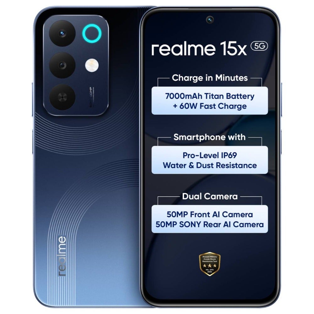realme 15x 5G (6GB RAM/128GB Storage) Aqua Blue P245508 – Mobiliti
