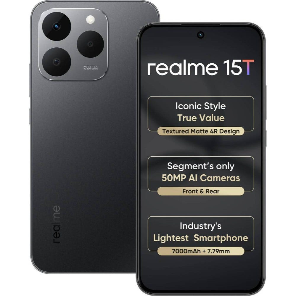 realme 15T 5G (8GB RM/256GB Storage) Suit Titanium | 7000mAh Battery | IP66/68/69 Water Resistance | 50MP + 2MP Dual Rear Camera
